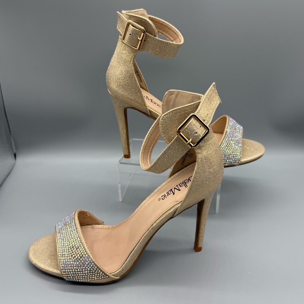 BELLA MARIE Elegant Gold High Heel Sandals